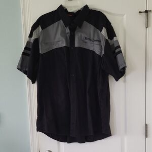 Harley-Davidson Men's Black and Gray Casual Shirt